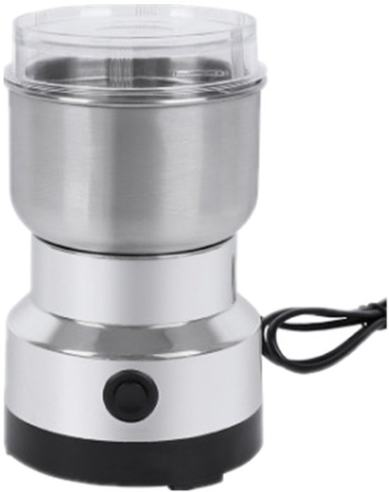 Elektrische Kaffeemühle – Getreidemühle – Gewürzmühle – Pfeffermühle – Küchenhelfer – Edelstahlgehäuse – Silber