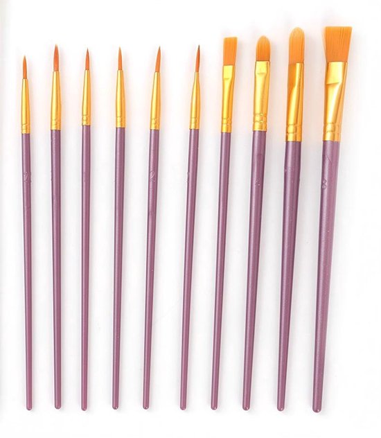 10-teiliges Pinselset – Hochwertige Acrylpinsel Aus Nylon – Für Aquarell- Und Ölmalerei – Für Anfänger, Kinder Und Künstler