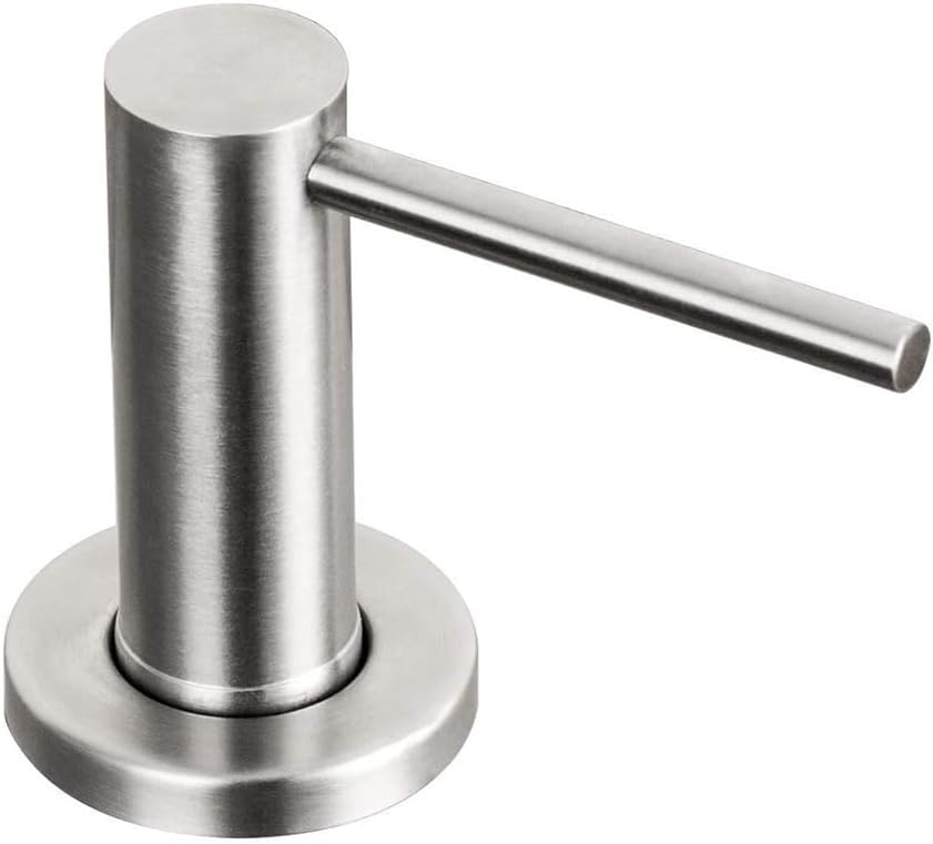 Seifenspender Für Die Küchenspüle, Arbeitsplatte Aus Gebürstetem Edelstahl, Druckknopfbedienung, Integrierte Seifenflasche, Einfach Zu Installieren Und Zu Bedienen, Silberfarben.