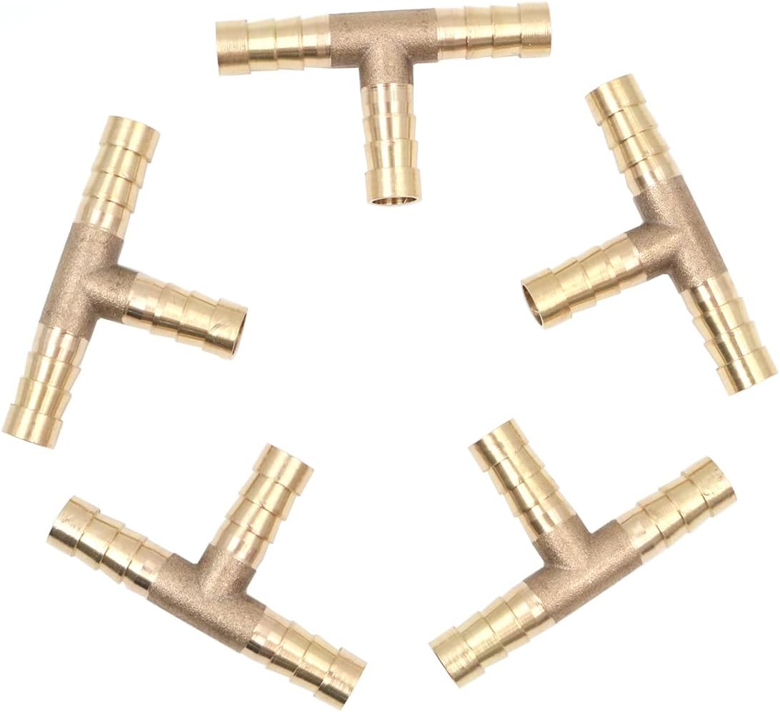 5 Messing-schlauchverschraubungen, 10 Mm – T-stück – Kraftstoff-/luftschlauchverschraubungen – T-verbinder