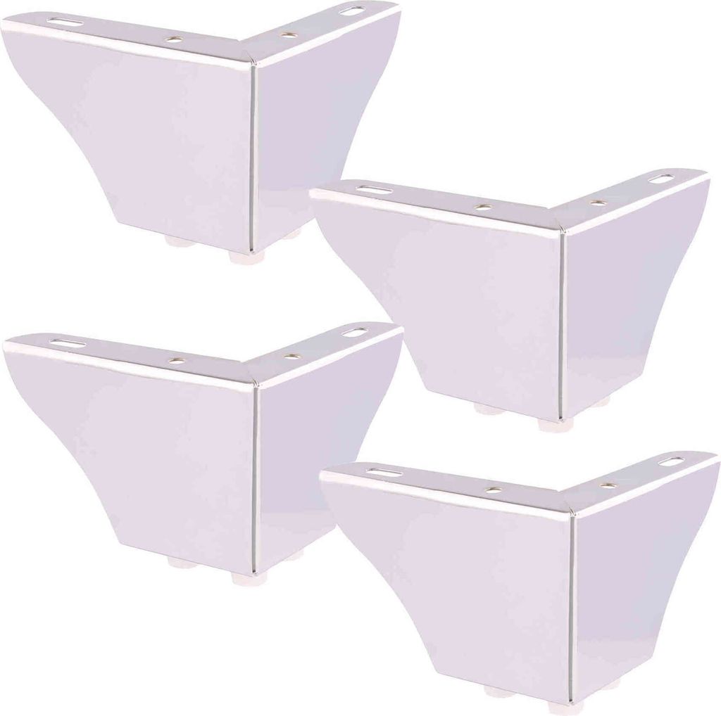 Möbelbein-set (4-teilig) – 12 X 12 X 8 Cm, Verchromter Stahl, Verschraubte Platte, Geeignet Für Palettenmöbel – 12045004
