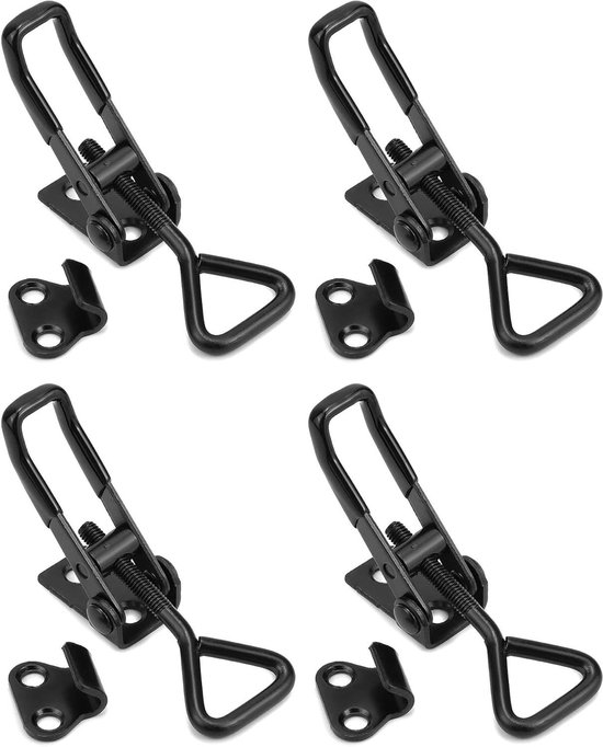 Spannverschluss Schwarz – Robust – Druckknopf Für Kisten, Kofferraum, Schrank 95 Mm