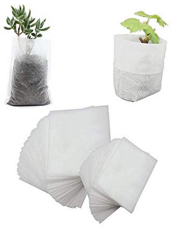 500 Biologisch Abbaubare Pflanzsäckchen (ohne Gewebe) – Für Saatgut Und Pflanzenanbau – Tomaten, Blumen U. V. M. – Weiß – 8 × 10 Cm