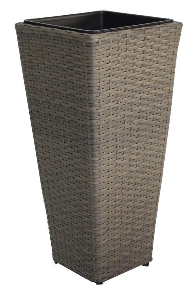 Trendline - Pflanzgefäß Poly Rattan 28x28x60 cm, grau Blumenkübel Blumentopf