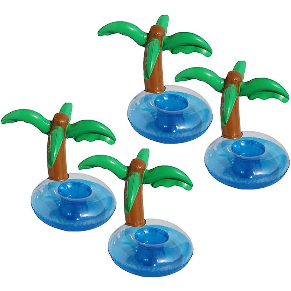 4er-pack Aufblasbare Palmen-untersetzer, Riesige Kokosnussbaum-untersetzer, Wasserflaschenhalter, Strandkulissen, Hawaiianische Partydekorationen