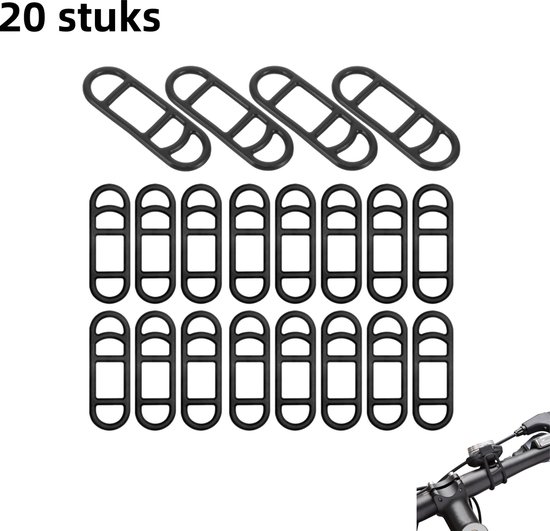 20er-packung Silikon-befestigungsbänder Für Fahrradlichter, Befestigungsbänder Für Dashcams, Kabelbinder Aus Gummi Für Autolichter, Mit S-schnallen, Schwarz
