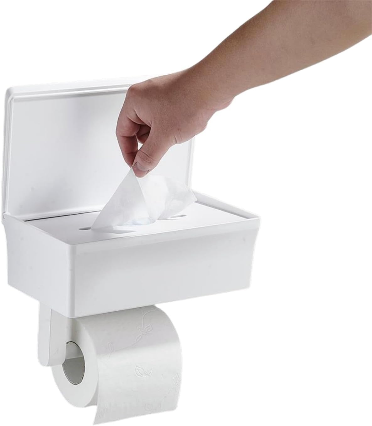 Toilettenpapierhalter Mit Ablage Und Aufbewahrungsschrank, Wandmontierter Toilettenpapierhalter Für Das Badezimmer, Zylindrischer Toilettenpapierhalter Aus Kunststoff, Spülbar