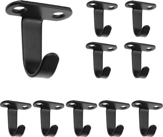 Schwarze 10er-packung, Verschraubbare, Robuste Edelstahl-kleiderhaken Für Die Unterregalmontage Und Handtuchbefestigung