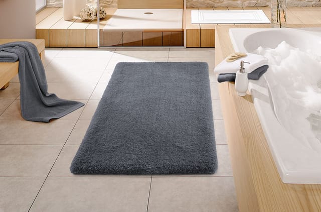Primaster - Badteppich anthrazit 55 x 65 cm Badematte Badvorleger Duschvorleger