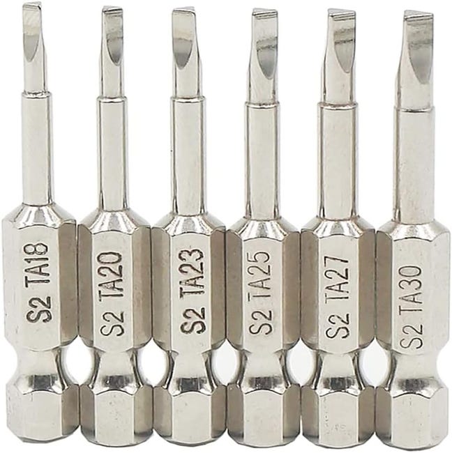 6-teiliges Set Bestehend Aus 50 Mm 1/4" Magnetischen Sechskantschaft-dreieckkopf-schraubendreherbits Aus S2-stahl Und Dreieckigen Bohrern.