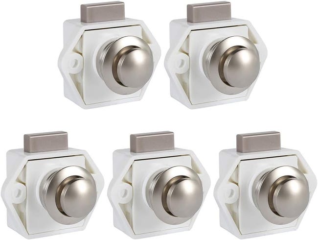 5er-pack Schlüssellose Druckknopfriegel, Türschließer Für Möbel, Druckknopfriegel Für Dicke Möbel (weiß)