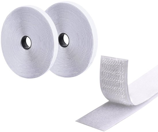 Doppelseitiges Klebeband 4,8 M X 20 Mm - Klettverschluss - Starkes Klebeband Mit Haken Und Schnallen - Zum Organisieren Und Befestigen Von Gegenständen Im Haushalt (weiß)