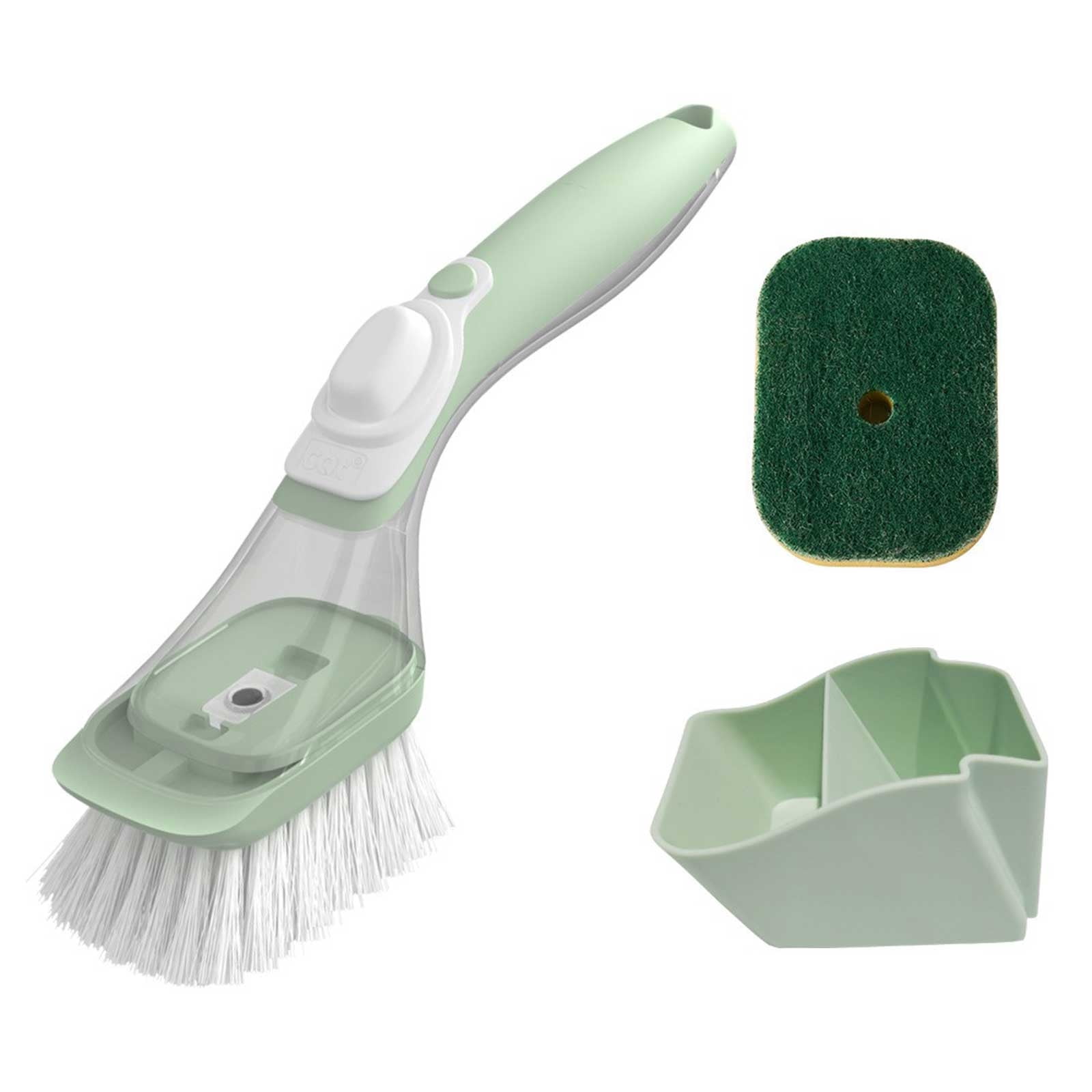 2-in-1 Geschirrspülbürste Mit Schwamm Und Nylonborsten, Austauschbarem Griff, Geschikt Voor Kitchen Cleaning.