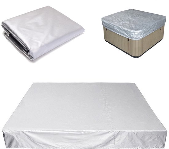 Gartenpoolabdeckung, Quadratische Poolabdeckung, 231 X 231 X 30 Cm, Staubschutzhülle, Wasserdichte Abdeckung, Silberfarben, Poolschutz, Oxford-gewebe