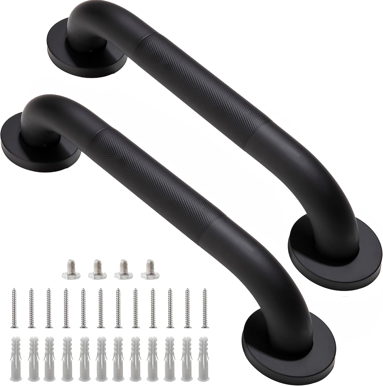 Schwarzer Haltegriff Fürs Badezimmer, 30,5 Cm Lang, 3,2 Cm Durchmesser, Aus Rutschfestem Edelstahl 304, 2 Stück, Für Senioren
