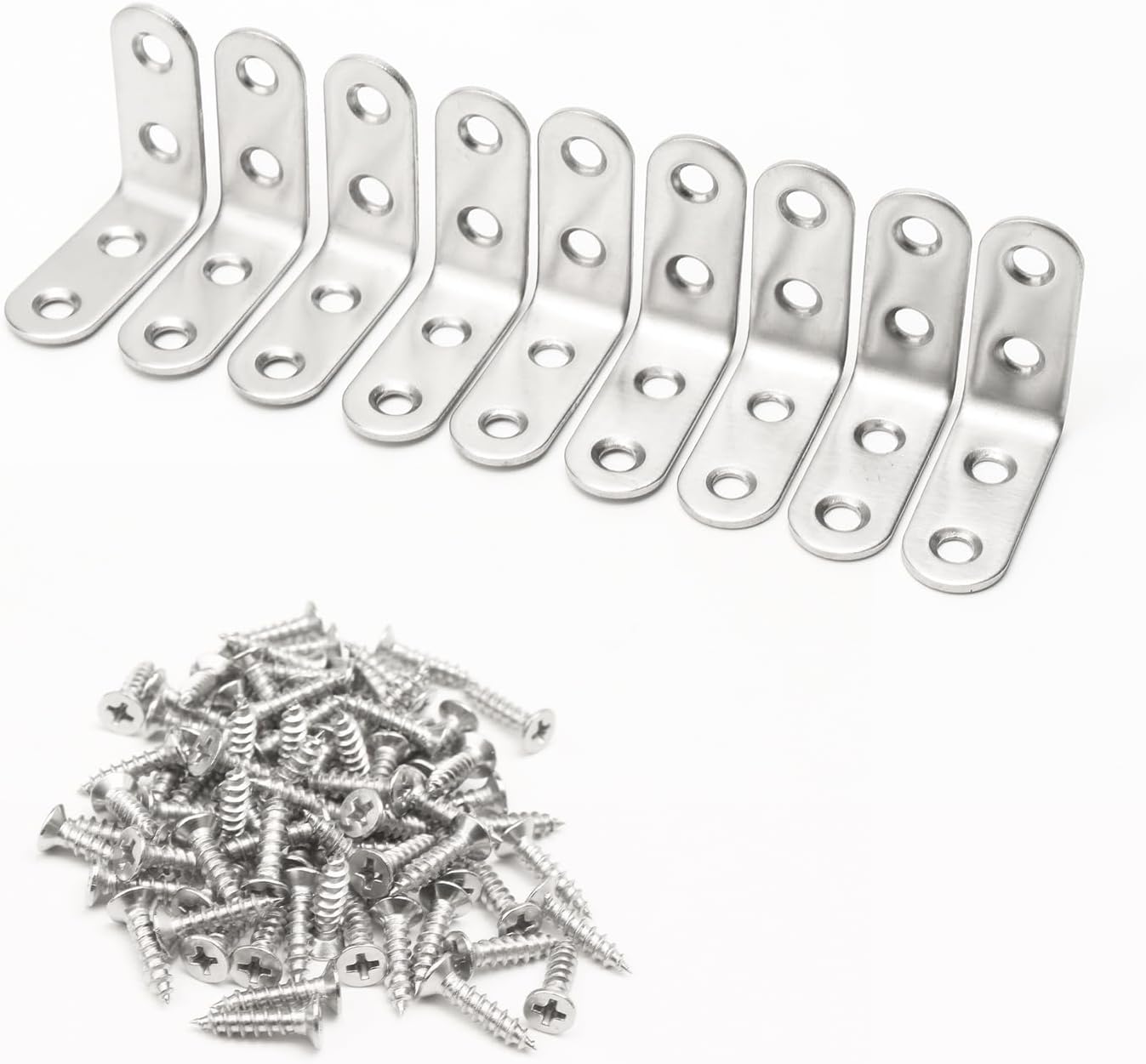 Eckwinkel Aus Edelstahl, 20er-packung Mit 90-grad-rechtwinkel-l-förmigen Metall-eckverbindungsplatten, Für Schwere Möbel.