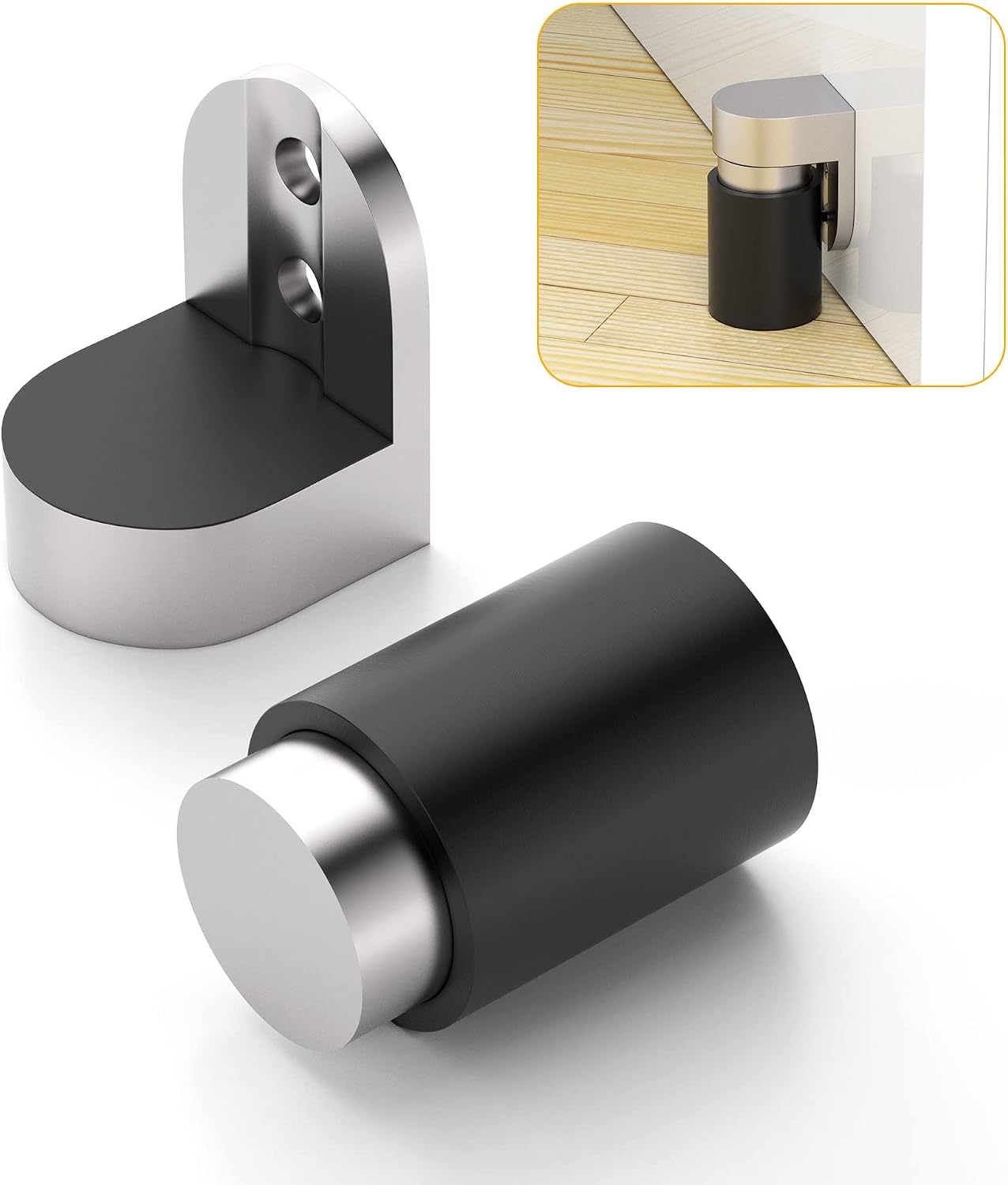 Zylindrischer Türstopper Zur Bodenmontage, Edelstahl, Robuster Magnetischer Türstopper, Höhenverstellbarer Türstopper Mit Gebürsteter Satin-oberfläche