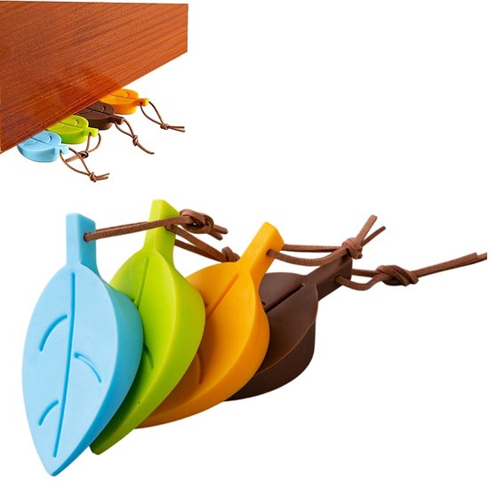 4-teiliges Türstopper-set Aus Silikon In Blattform Mit Cartoon-motiv – 9 X 2,5 X 5 Cm – Mehrfarbig