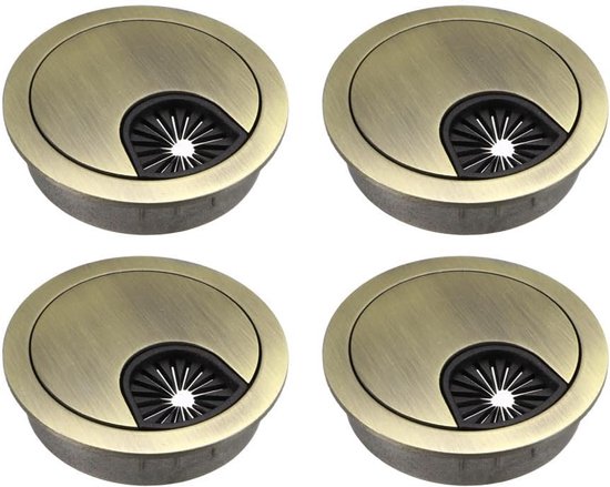 4er-packung 60 Mm Goldene Metall-kabeldurchführungs-abdecklöcher Für Schreibtische