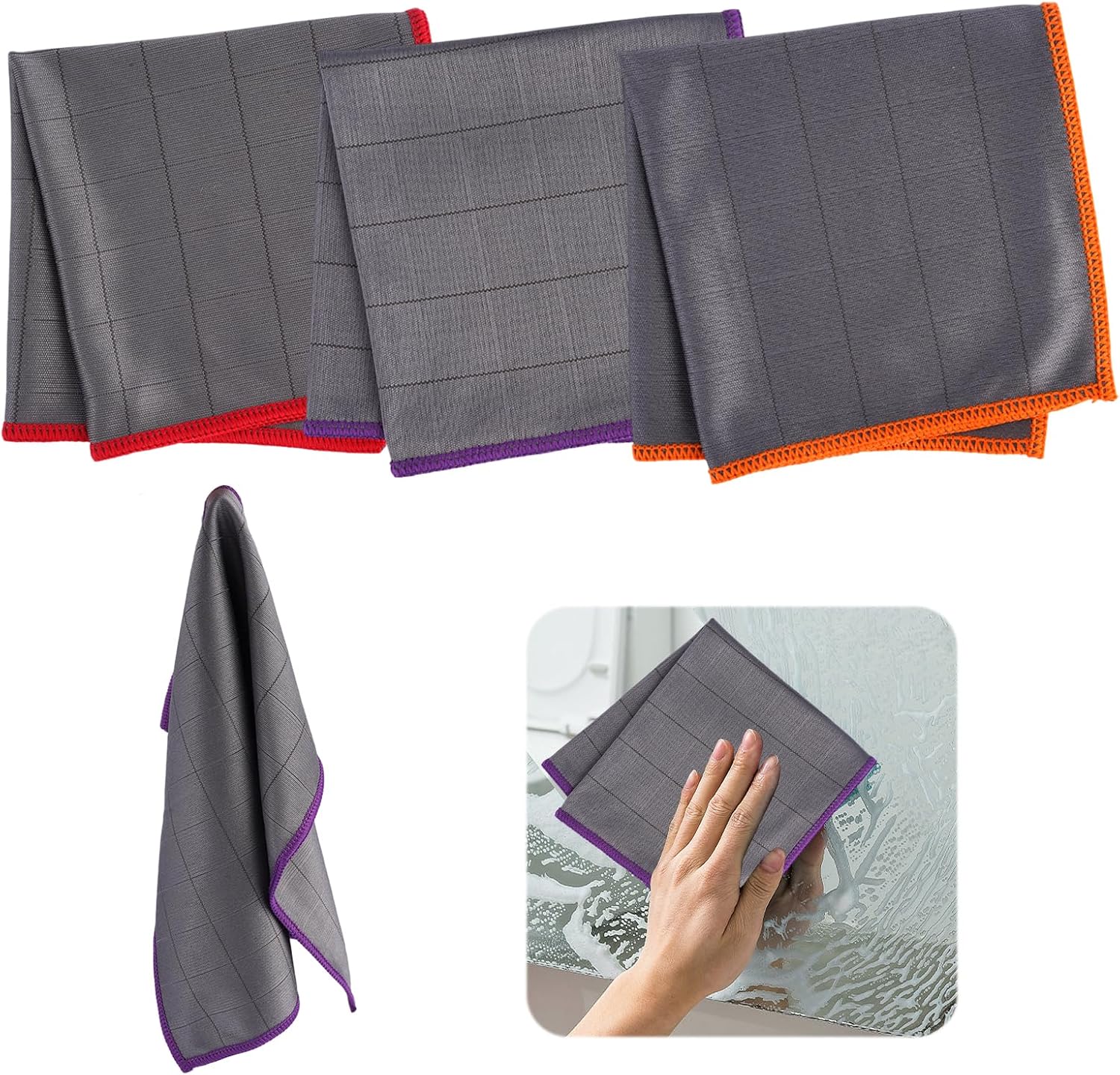 6er-packung 40x50cm Multifunktionale Mikrofasertücher Und Scheuerschwämme Für Nass-/trockenspülen Und Allgemeine Zwecke