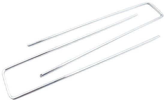 105 Verzinkte Stahlpflöcke, 2,2 Mm Durchmesser, Geeignet Für Unkrautvlies Und Kunstrasen, Abmessungen: 2,2 X 40 X 100 Mm X 105 Stück, Silberfarben