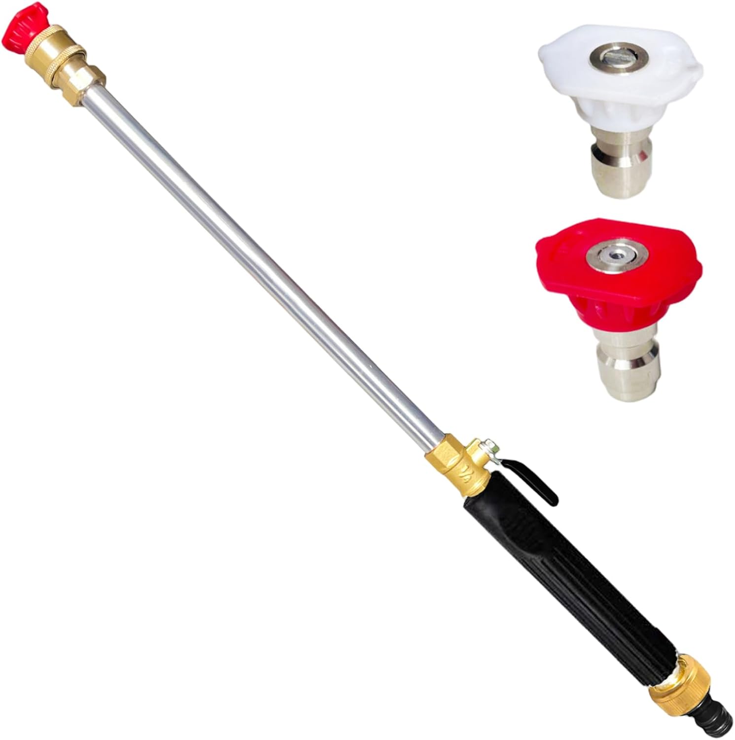 Hochdruck-gartenschlauchreiniger Mit Metallstange Und 2 Düsen Zum Autowaschen Und Bewässern (schwarz)
