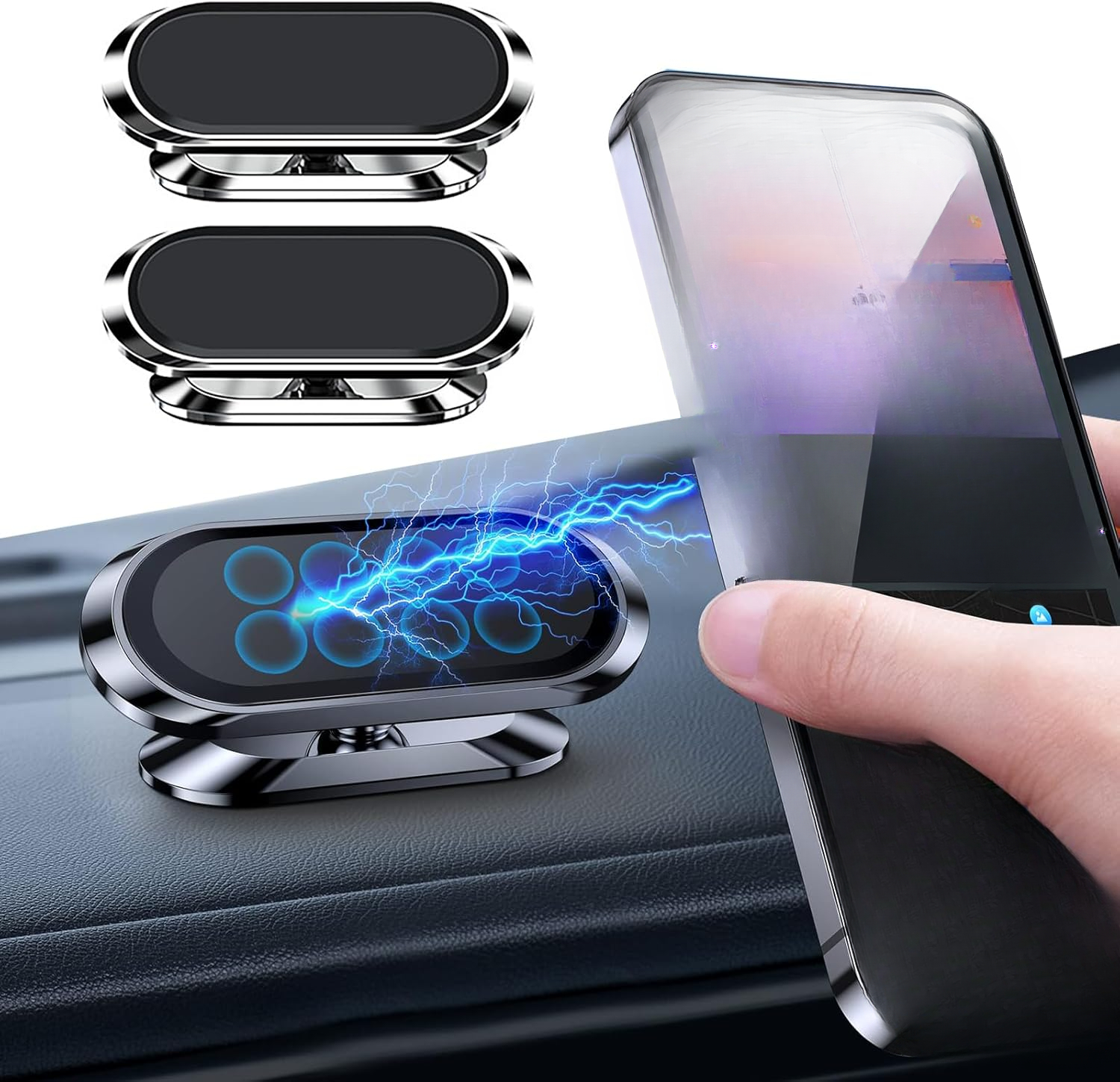 Zweiteiliges Magnetisches Autohandyhalterungsset. Verstellbar Und Um 360 Grad Drehbar. Magnetische Befestigung Zur Sicheren Montage Im Auto. Für Autohandyhalterungen, Die An Der Windschutzscheibe Befe