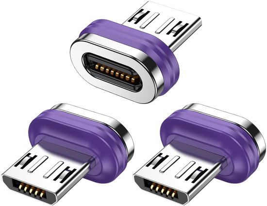 16-poliger Micro-usb-magnetstecker [3er-pack] Magnetadapter Mit 18-w-magnetkopf Und Staubdichtem Anschluss, Geeignet Für 16-polige Ladekabel
