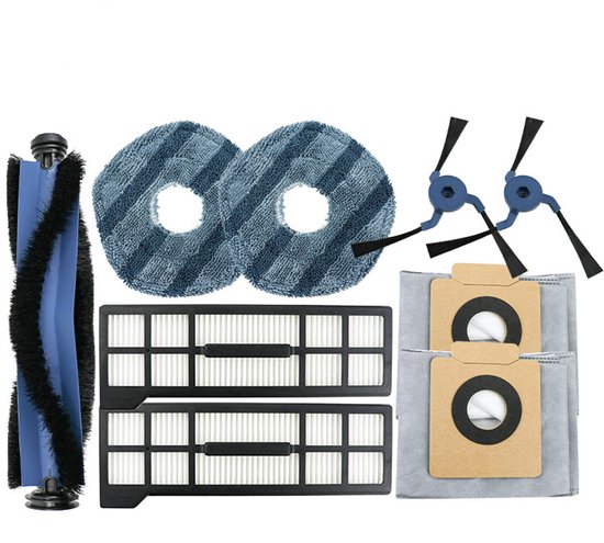 9-teiliges Zubehörset - Für Eufy X10 Pro Omni (1 Hauptbürste, 2 Filter, 2 Seitenbürsten, 2 Reinigungstücher, 2 Staubbeutel)