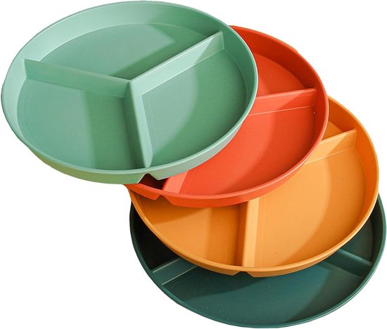 Speiseteller-set – Unterteilte Teller – Gesunde Ernährung – 3 Fächer – 25 Cm Durchmesser – 4 Farben