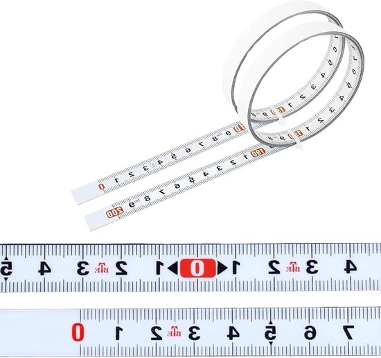 Selbstklebendes Maßband – Rollenmaßband – Holzbearbeitungsmaßband – Beidseitig Ablesbar – 2 Meter – Silber