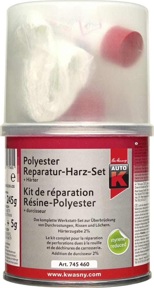 Auto-K Polyester Reparaturharz Set + Härter 250 g Spachtel Spachtelmasse