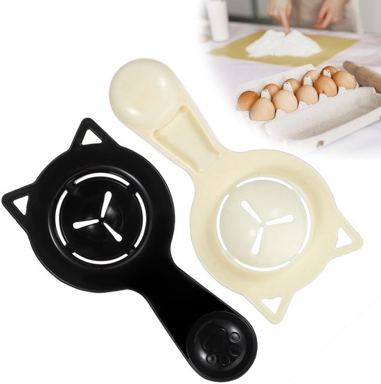 Eiertrenner – Eigelbtrenner – Schluss Mit Dem Kleckern – Schwarz Und Weiß – Eiweißtrenner – Ideal Zum Backen – 2 Stück