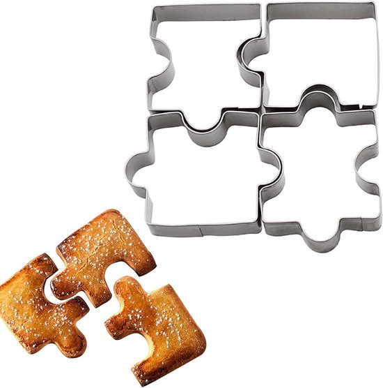 Ausstechformen – Für Kekse Und Fondant – 4-teiliges Set – Puzzleformen – Backen Und Dekorieren – Für Kuchen Und Kekse – Edelstahl