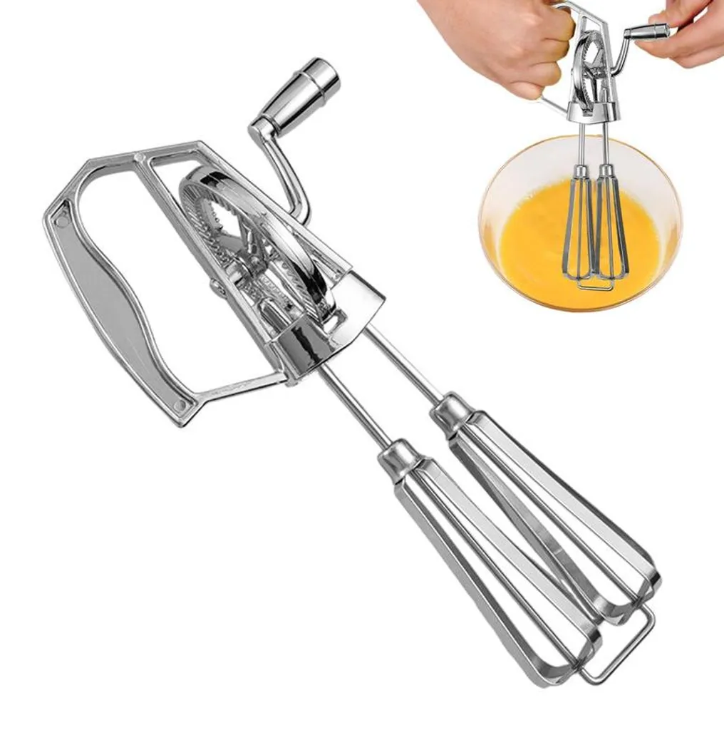 Handkurbelmixer Mit 2 Rührbesen, Edelstahl-schneebesen (nicht Elektrisch) Für Sahne, Eier Und Teig