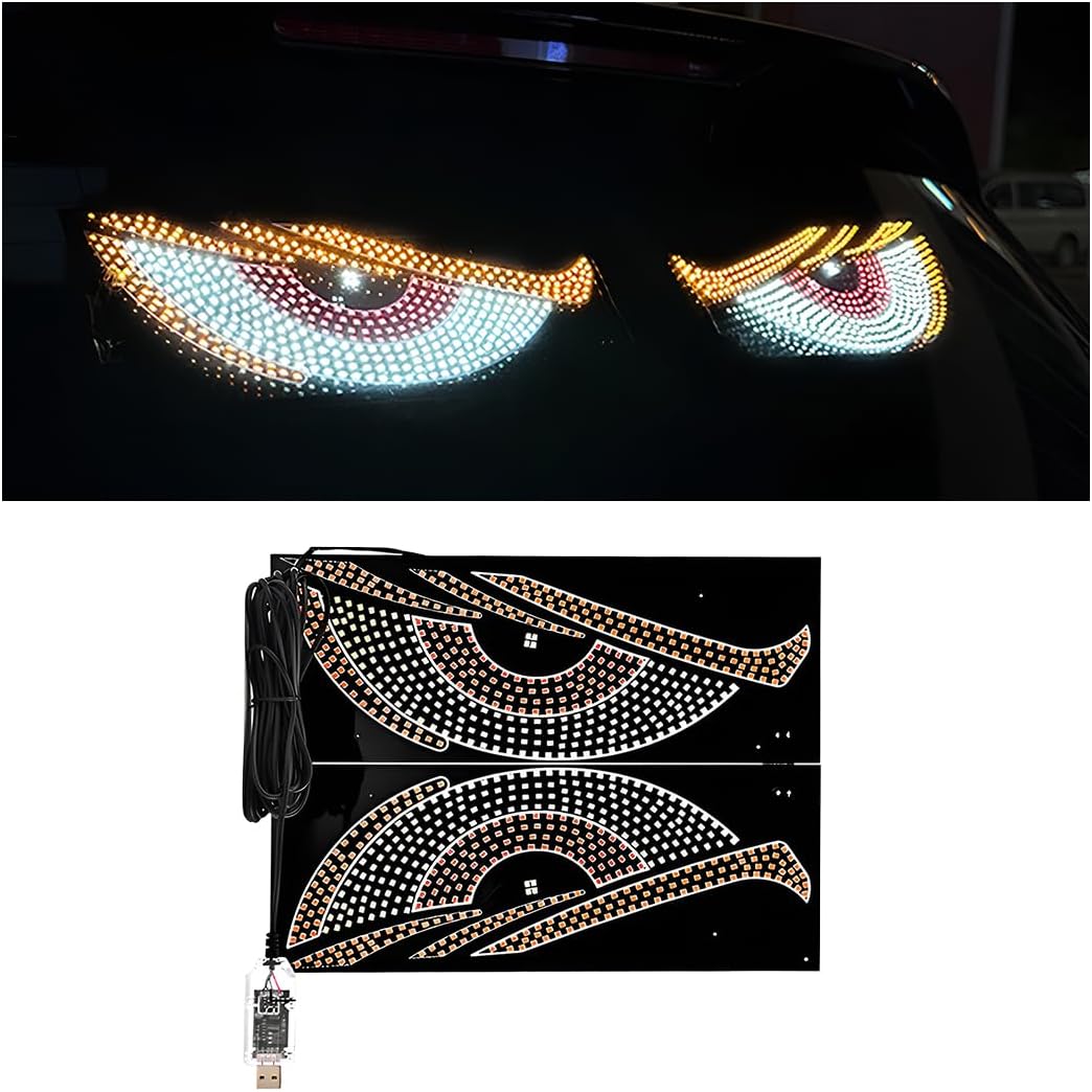 2 Stück Auto-teufelsaugen-leuchten – 30 Cm X 12 Cm Dynamisches, Flexibles Led-display – Windschutzscheibe – Universelle Außenbeleuchtung – 30 Cm – 2 Stück