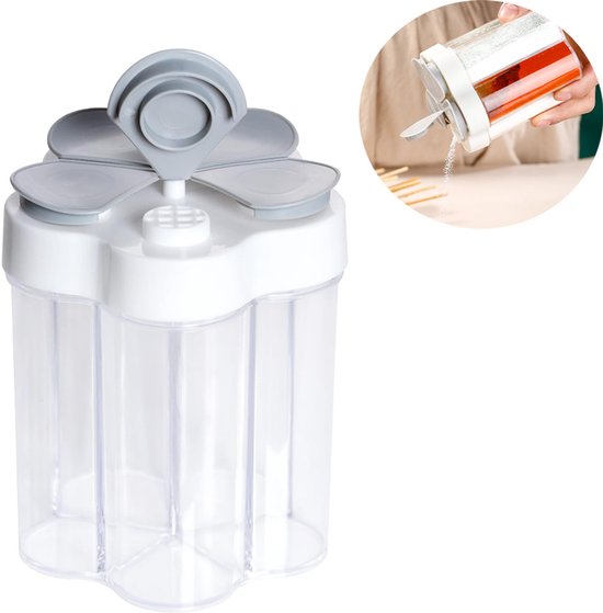 Gewürzgläser, 5-in-1-gewürzbehälter Für Unterwegs, Gläser Für Gewürze, Gewürzstreuer, Vorratsglas, Salz- Und Pfefferstreuer, Für Küche Und Grill, Hellgrau