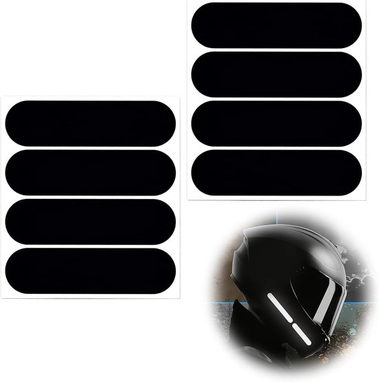 8er-pack Schwarze, Universelle Reflektierende Sicherheitsaufkleber (8,5 X 2,3 Cm) Für Helme Und Fahrräder