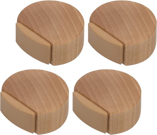 4-teiliges, Schlichtes, Selbstklebendes Türstopper-set Aus Holz