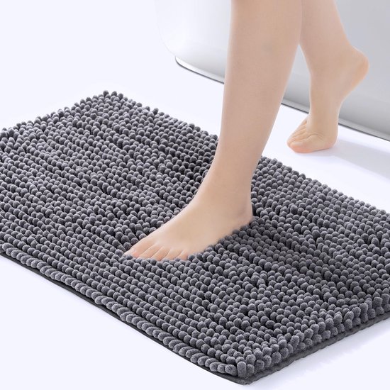 Rutschfeste Badezimmermatte – Schnelltrocknende Badematte – Grau – 80 X 50 Cm