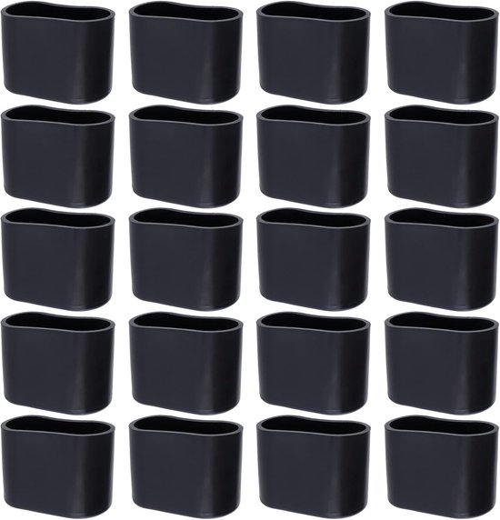 Stuhlbeinkappen, 20 Stück, Stuhlbeinschoner, Pvc, Ovale Möbelbeinschoner, Bodenschoner, Möbelschoner, 16 Mm X 34 Mm, Schwarz