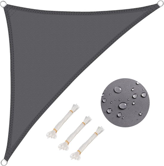 Sonnensegel – 3 X 3 X 4,3 M – Grau – Strapazierfähiges Schattierungsgewebe – Wasserabweisend – Polyester – Garten – Für Terrasse, Patio, Pool, Camping