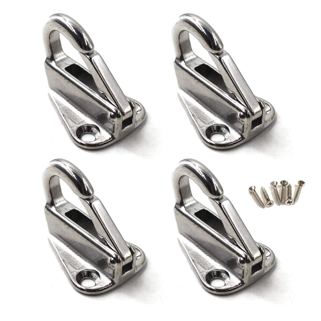 Fenderhaken, Karabiner Aus Seewasserbeständigem Edelstahl 316, Schiffsbeschläge, Inklusive Schrauben (4 Stück)