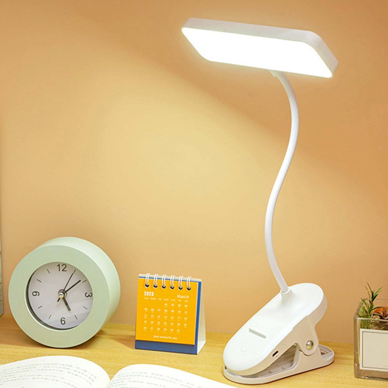 Wiederaufladbare Led-klemm-leseleuchte Für Den Nachttisch Mit 3 Einstellbaren Helligkeitsstufen Und Flexiblem Schwanenhals