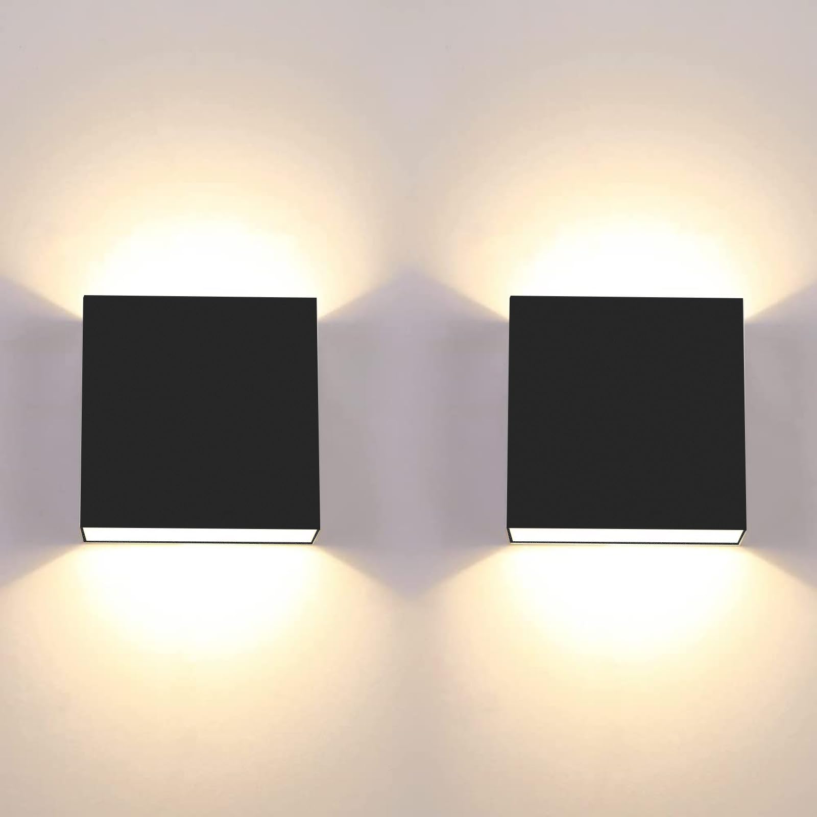 Zweiteilige Led-wandleuchte, 6w Moderne Innenwandleuchte, 3000k Schwarze Quadratische Wandleuchte, Geeignet Für Schlafzimmer/wohnzimmer.