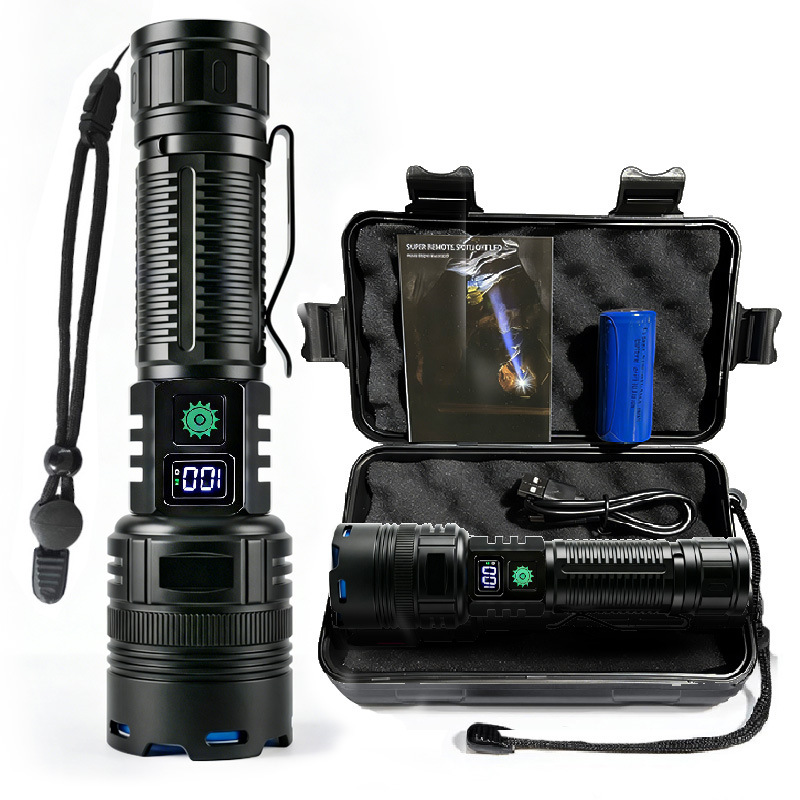 Leistungsstarke Led-taschenlampe Aus Aluminiumlegierung, Usb-aufladbar, Wasserdicht Mit Zoomfunktion Und 26650-batterie.