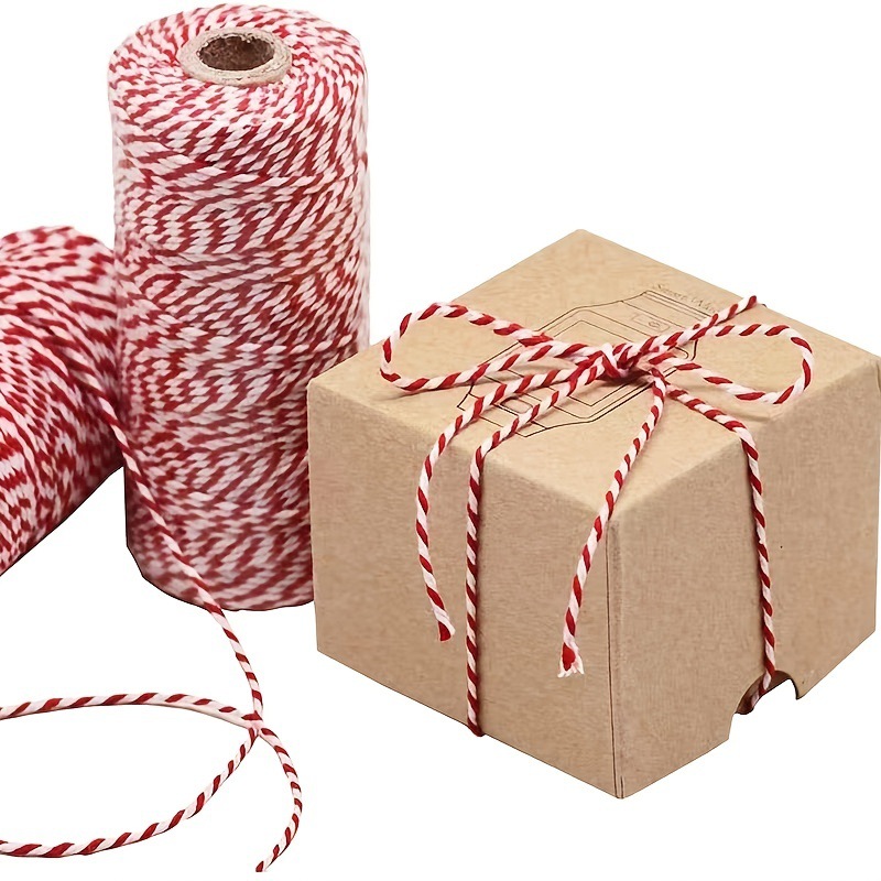 1 Stück Rot-weiße Baumwollschnur – Weihnachtsdekoration – Geschenkverpackung – Selbstgemachte Etikettenschnur – 100 Meter Geschenkschnur