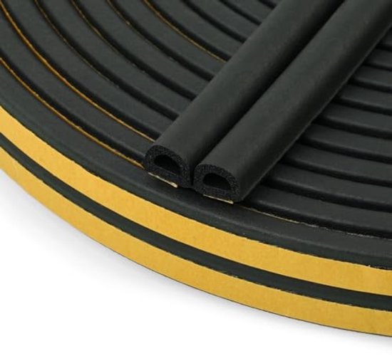 Selbstklebendes Dichtungsband Für Türen Und Fenster, 12 Meter, Typ D, Epdm-schaummaterial, 9x6 Mm, Schwarz.