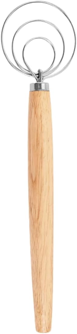 Herzförmiger Teigrührer Aus Edelstahl Mit Glattem Holzgriff Zum Backen Von Sauerteigbrot (lange Spirale).