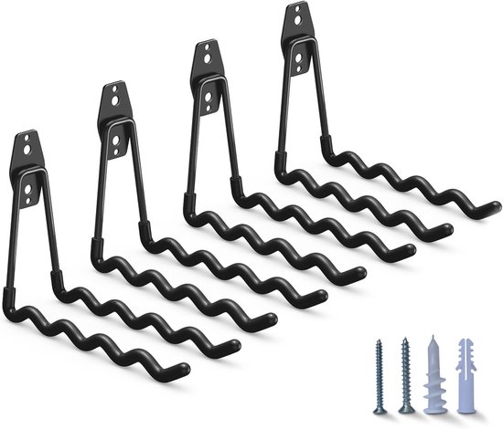 4er-pack Metallhaken Mit Schrauben, Werkzeug-/gartenregal-aufhängesystem, Für Garage, Keller, Studio, Garten (schwarz)